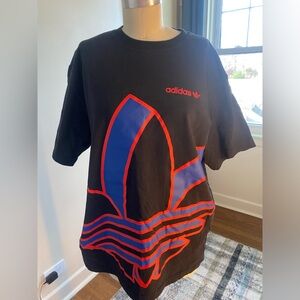 Adidas Black T-Shirt with Red and Blue Logo